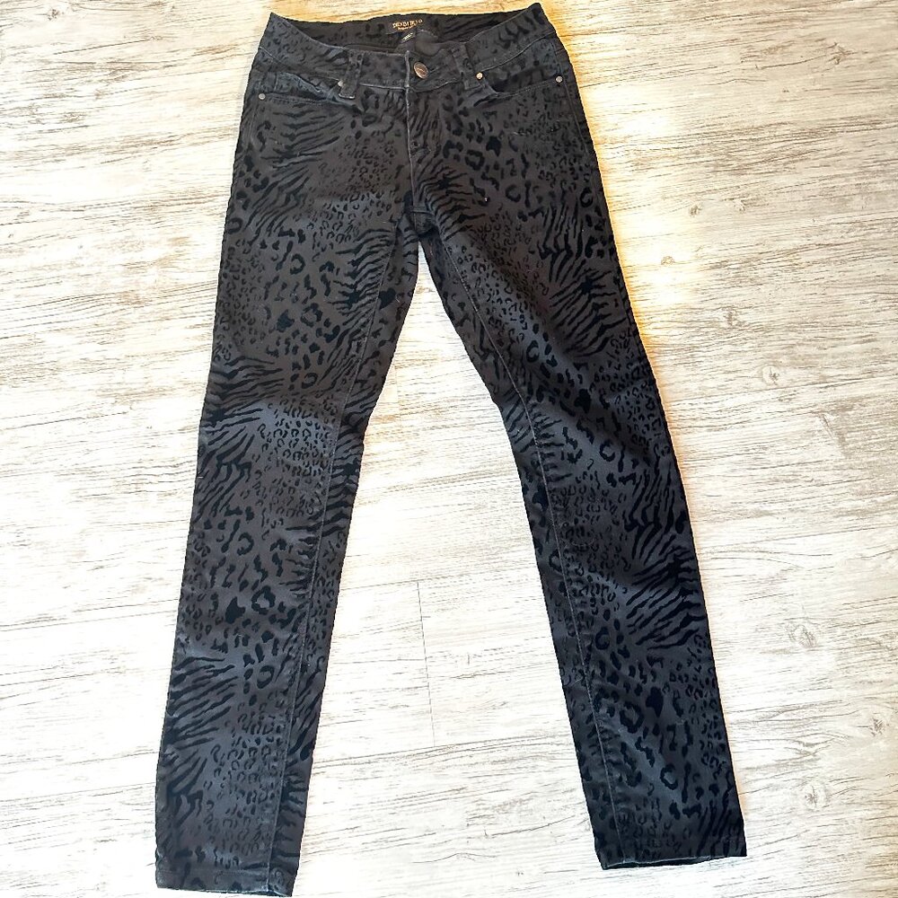 Black Velvet Animal print Pants